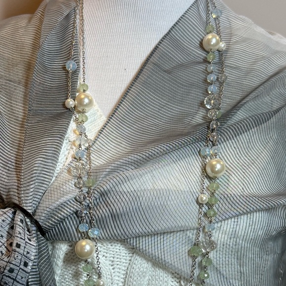 Long Satin Lightweight Fashion Gray Striped Multicolor Scarf Shawl 61” x 13.4” - Picture 5 of 5